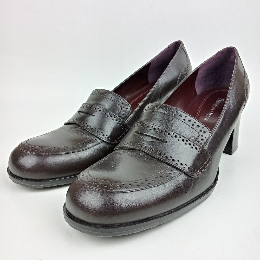 Etienne Aigner Dark Brown Leather Penny Loafers